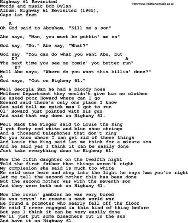 Bob Dylan - Highway 61 Revisited Lyrics Meaning