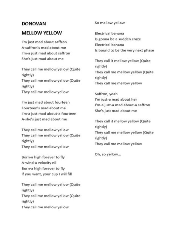 Donovan - Mellow Yellow Lyrics Meaning