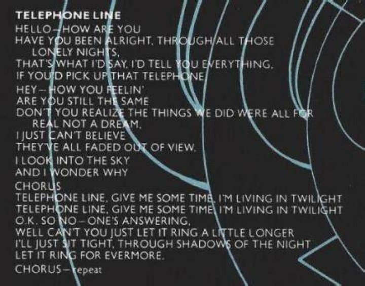 Electric Light Orchestra - Telephone Line Lyrics Meaning