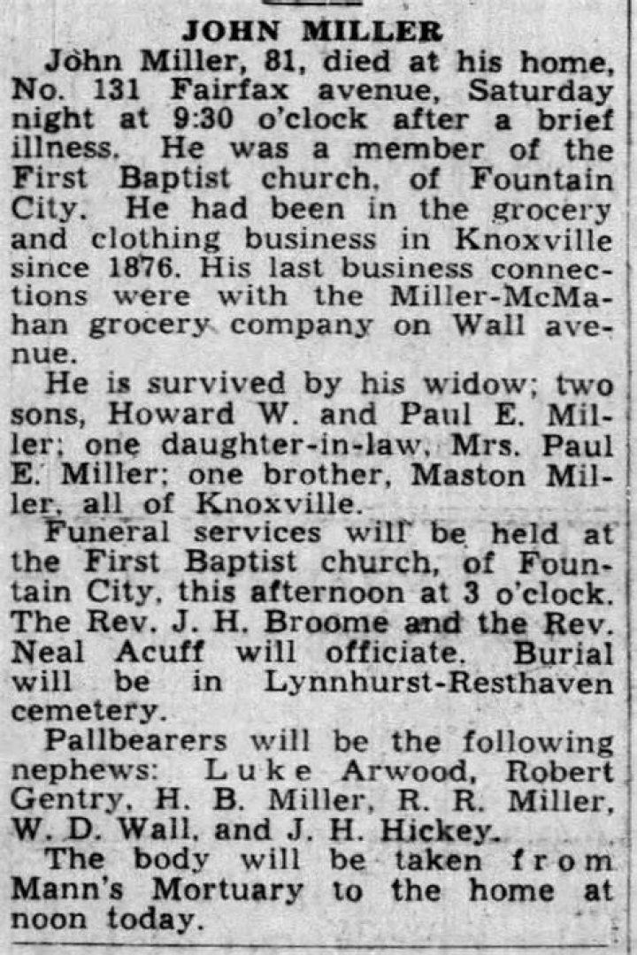 John Miller Obituary News